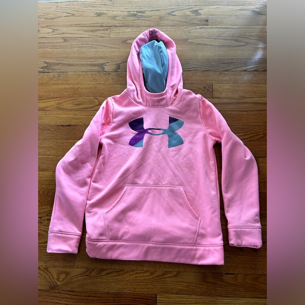 Under Armour Pullover Fleece Hoodie. Youth Large Girls.  Pink